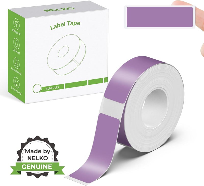 Nelko Genuine P21 Label Maker Tape, Adapted Label Print Paper, 14x40mm (0.55"x1.57"), Standard Laminated Labeling Replacement, Multipurpose of P21 Label Maker, 180 Tapes/Roll, 1 Roll, Dark Purple - Image 1